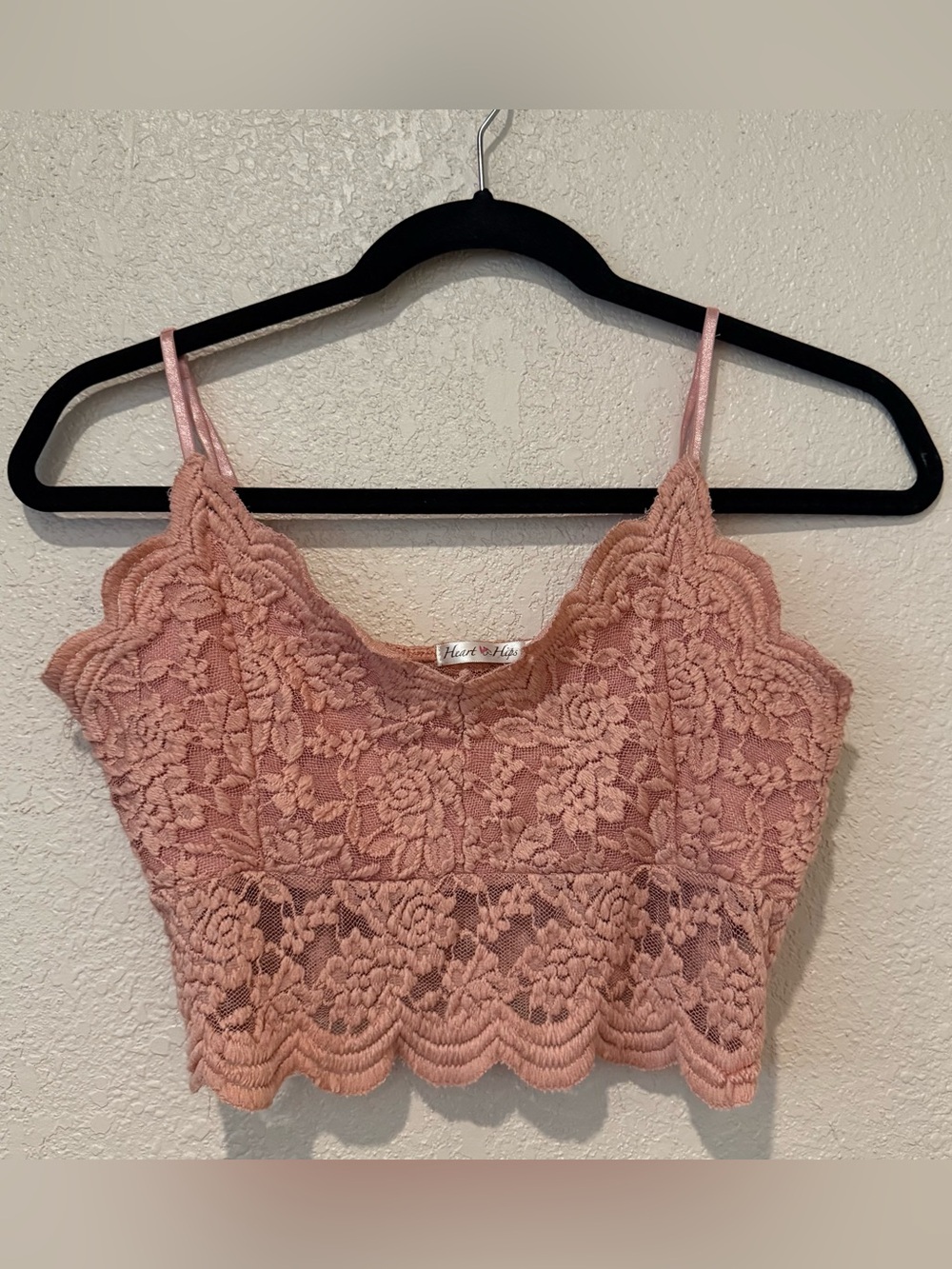 Heart Hips Soft Dusty Rose Lace Cropped Camisole L Delicate Coquette Festival